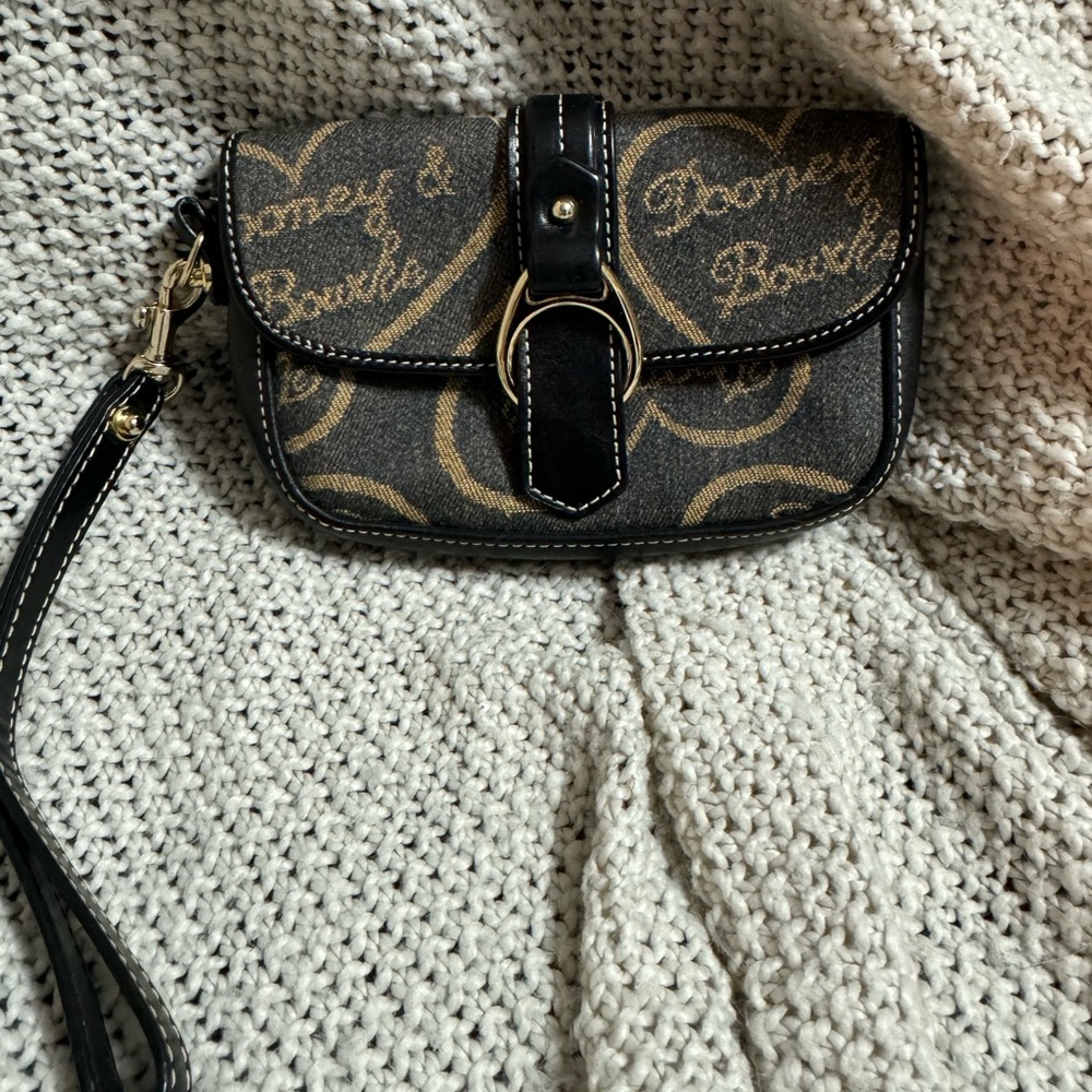 Dooney & Bourke Db Heart Canvas/Leather Wristlet - image 1